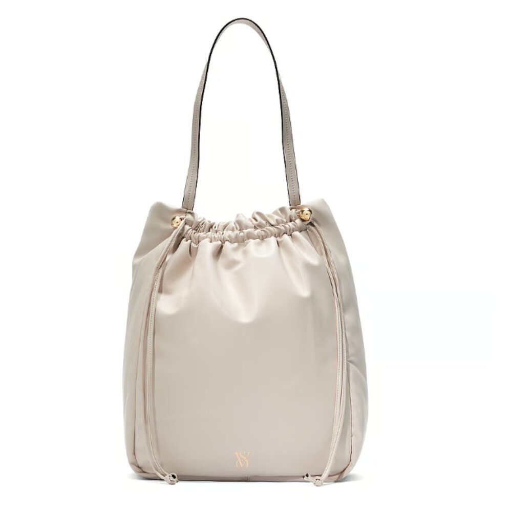 NWT Victoria Secret Drawstring Tote Bag Cream/White